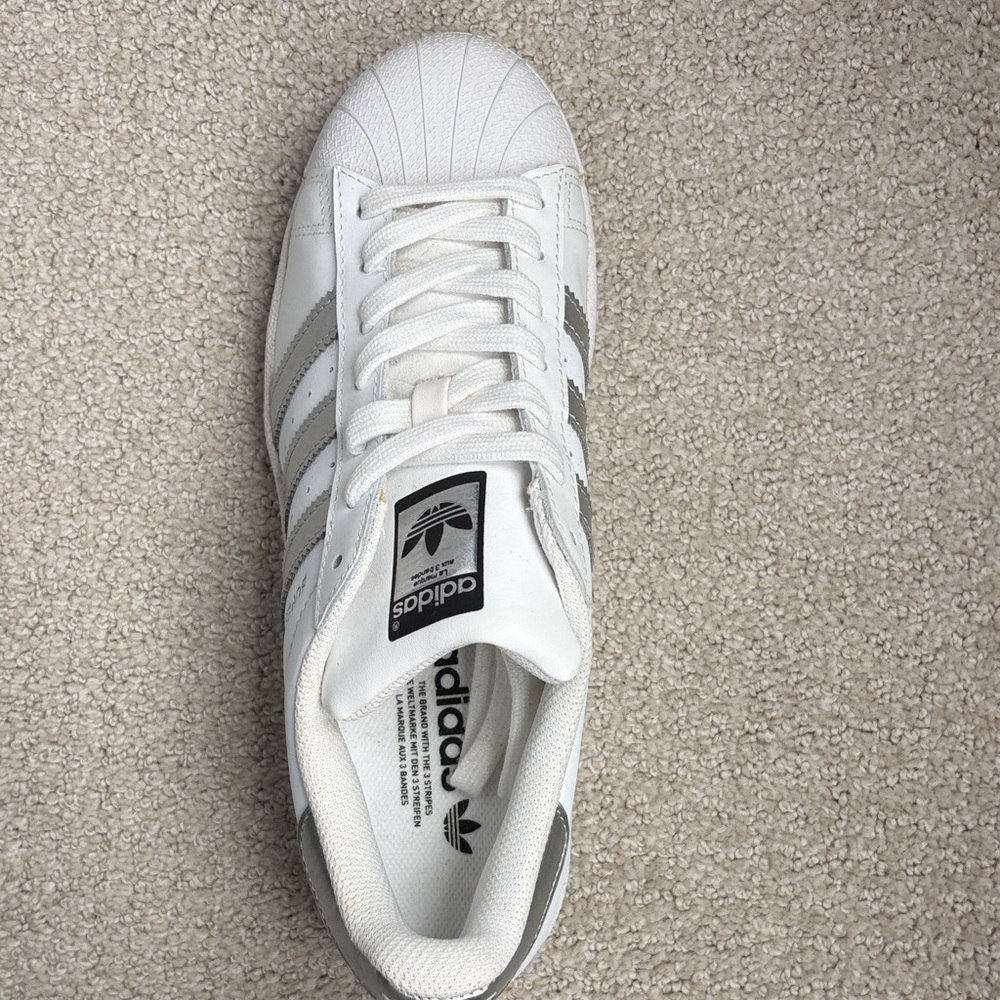 Adidas White and Silver Superstar Sneakers - Picture 8 of 15